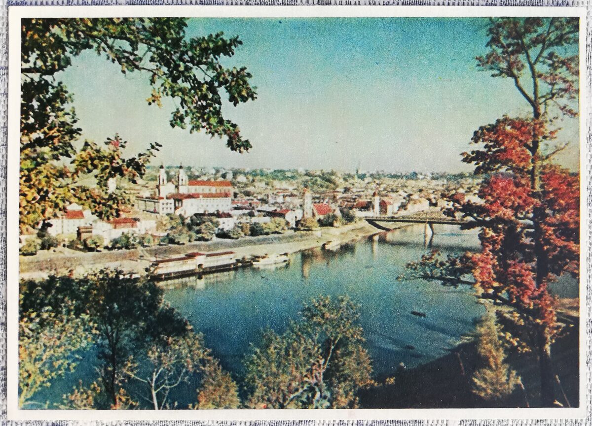 Вид на город 1956 Каунас 15x10,5 см литовская открытка  
