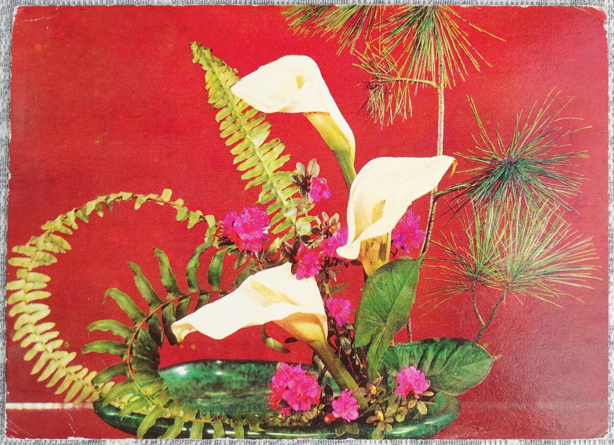 1975 Vasaras pušķis 15x10,5 cm ziedi ukraiņu pastkarte  