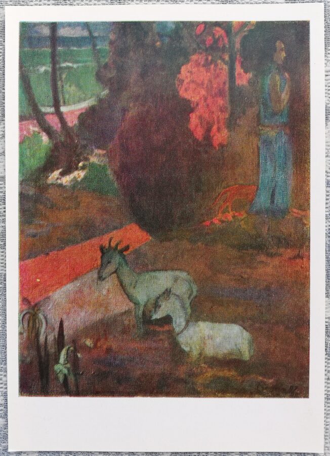 Pols Gogēns 1969 Taiti ainava 10,5x15 cm PSRS mākslas pastkarte  