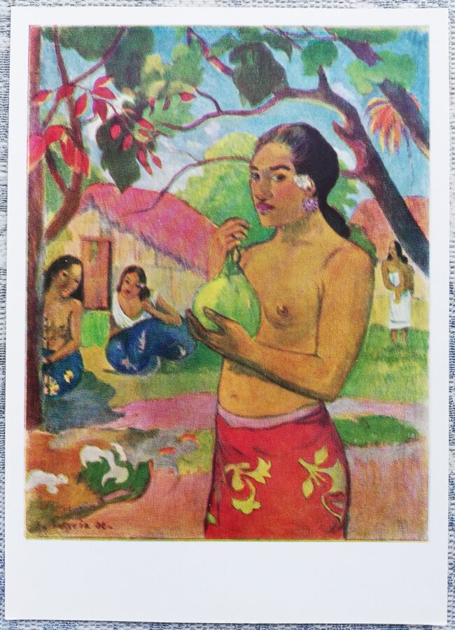 Pols Gogēns 1969 Sieviete ar augli 10,5x15 cm PSRS mākslas pastkarte  
