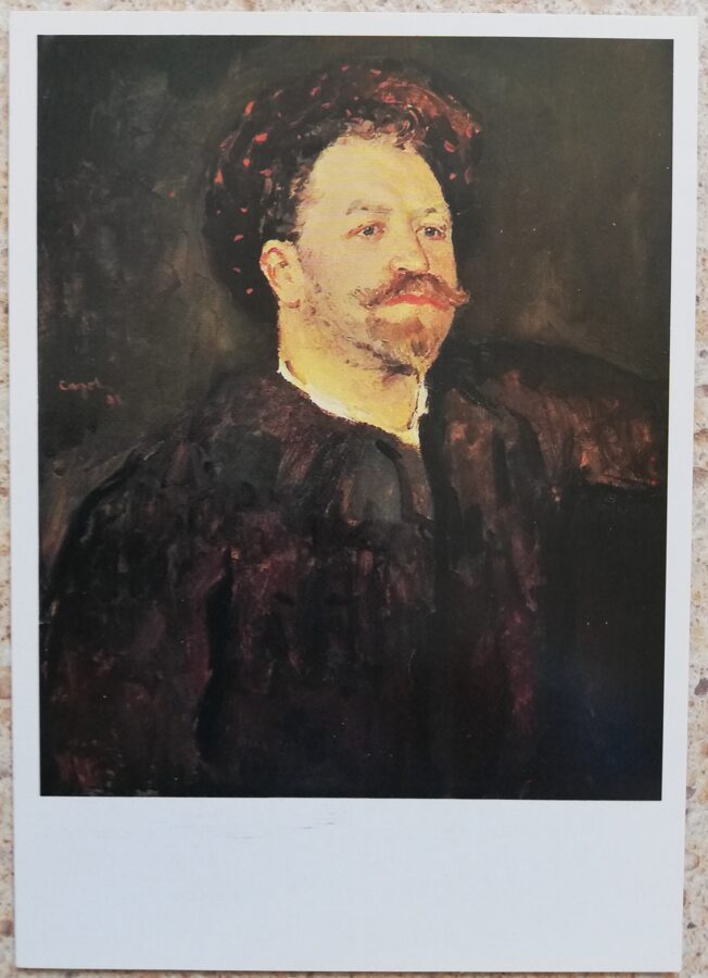 Valentīns Serovs 1988 Itāļu dziedātāja Frančesko Tamagno portrets 10,5x15 cm PSRS pastkarte   