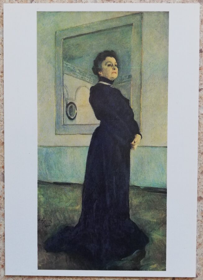 Valentīns Serovs 1987 Aktrises Marijas Nikolajevnas portrets 10,5x15 cm PSRS pastkarte  
