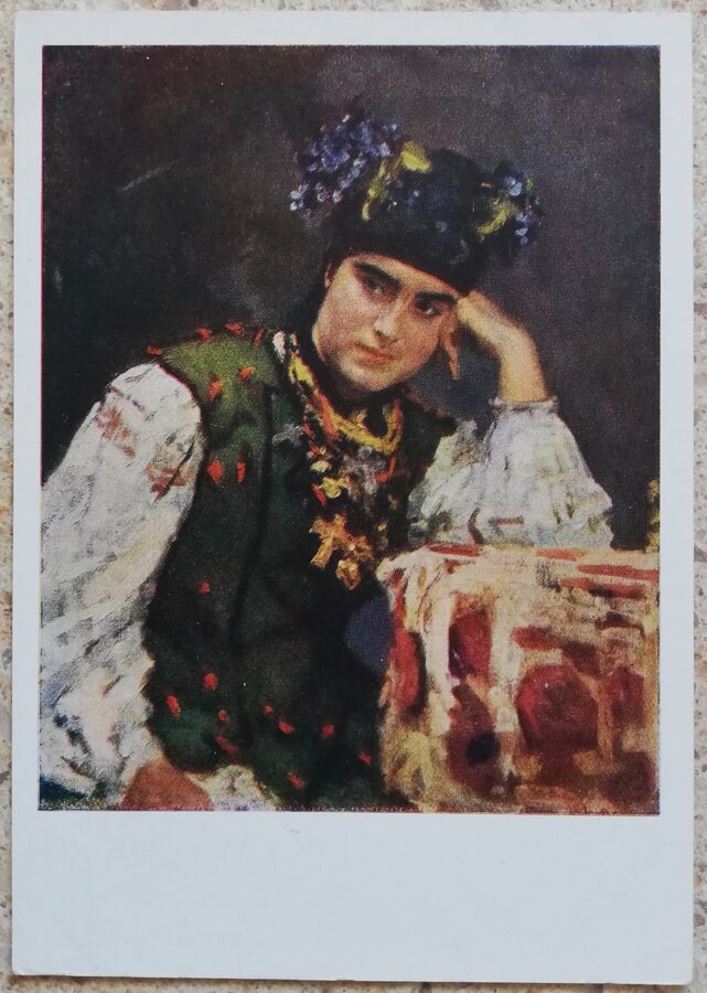 Valentīns Serovs 1959 S. M. Dragomirovas portrets 10,5x15 cm PSRS pastkarte  