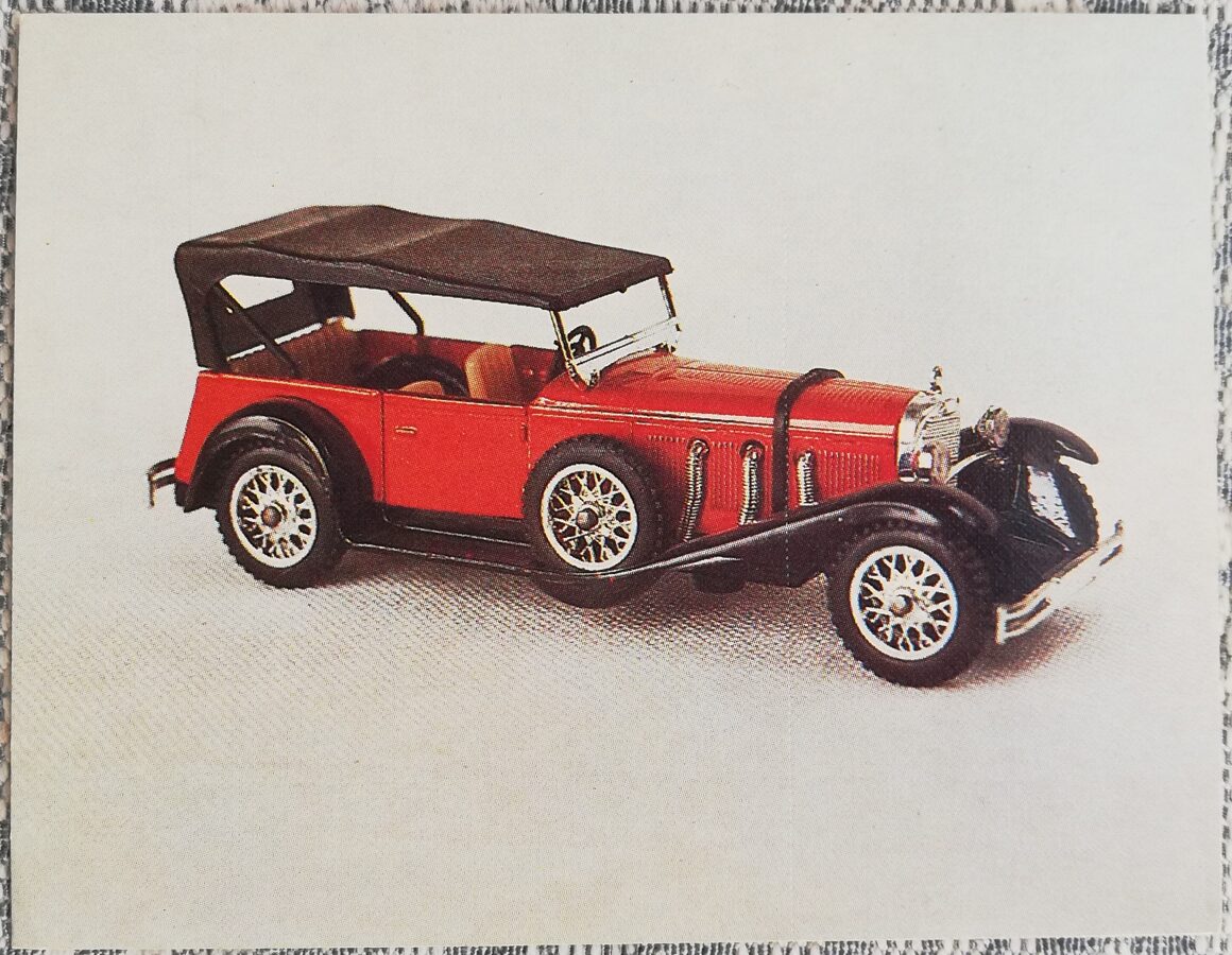 "Mercedes Benz 1928" 1985 vizītkarte 9x7 cm   