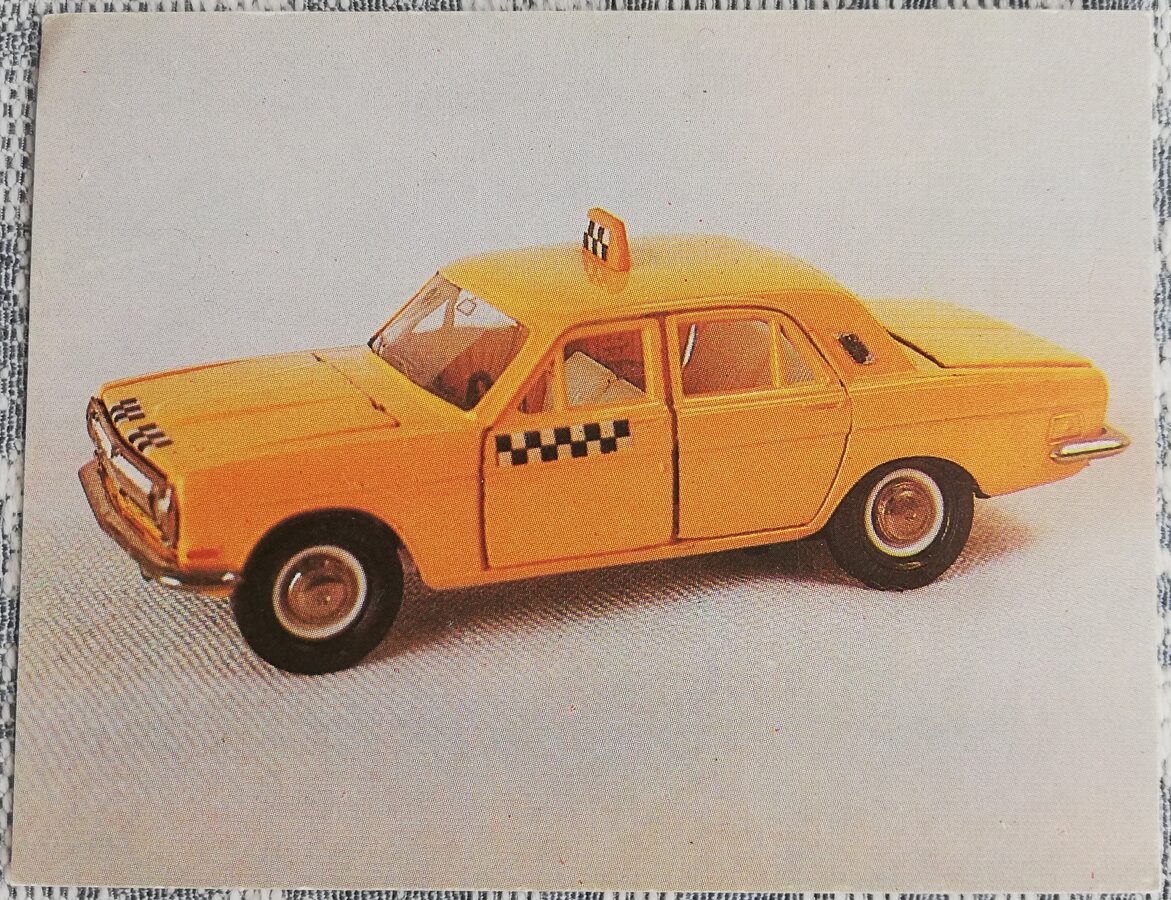 "Volga GAZ 24 1968" Taksi 1986 vizītkarte 9x7 cm       