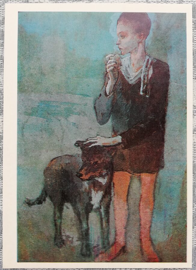 Pablo Pikaso 1981 Zēns ar suni 10,5x15 cm PSRS pastkarte  