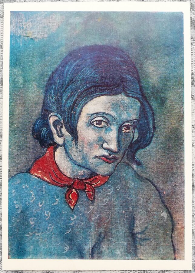 Pablo Pikaso 1981 Jaunas sievietes portrets 10,5x15 cm PSRS pastkarte  