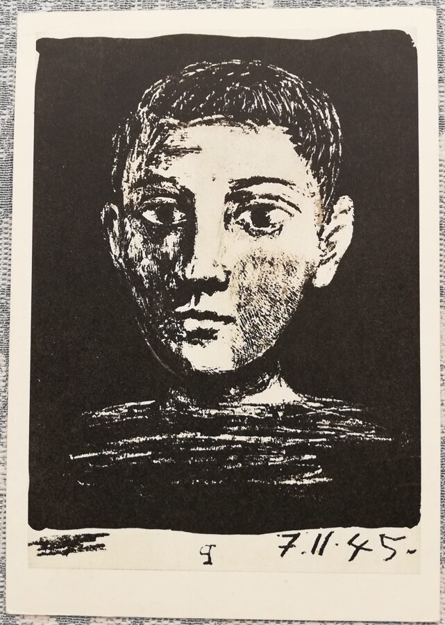 Pablo Pikaso 1966 Jauna vīrieša portrets 10,5x15 cm PSRS pastkarte  