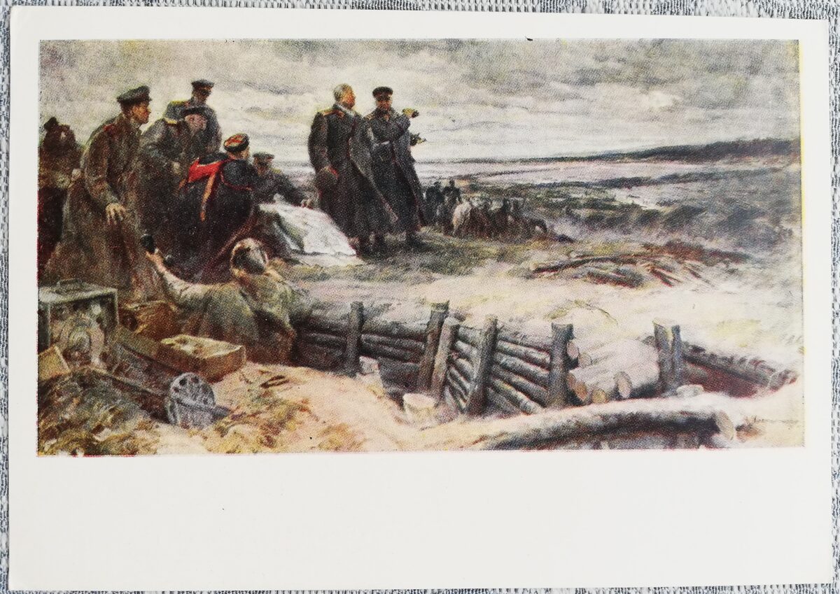 М. Хрущев и М. Ватутин под Киевом 1956 Михаил Хмелько 15x10,5 см открытка Украина  