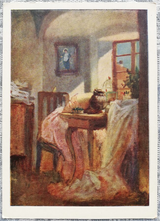 Josef Manes 1955 Šuvēja 10,5x15 cm PSRS mākslas pastkarte   