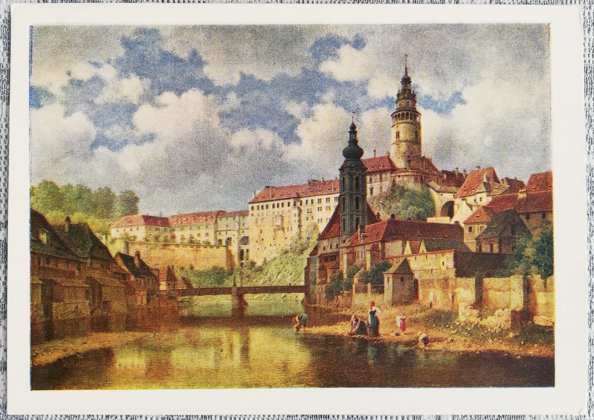 Bedrihs Gavraneks 1955 Česki Krumlovas skats 15x10,5 cm PSRS mākslas pastkarte  