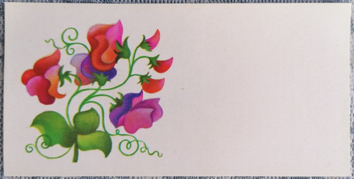 Saldie zirnīši 1979 Apsveikuma mini kartīte 11,5x5,5 cm  
