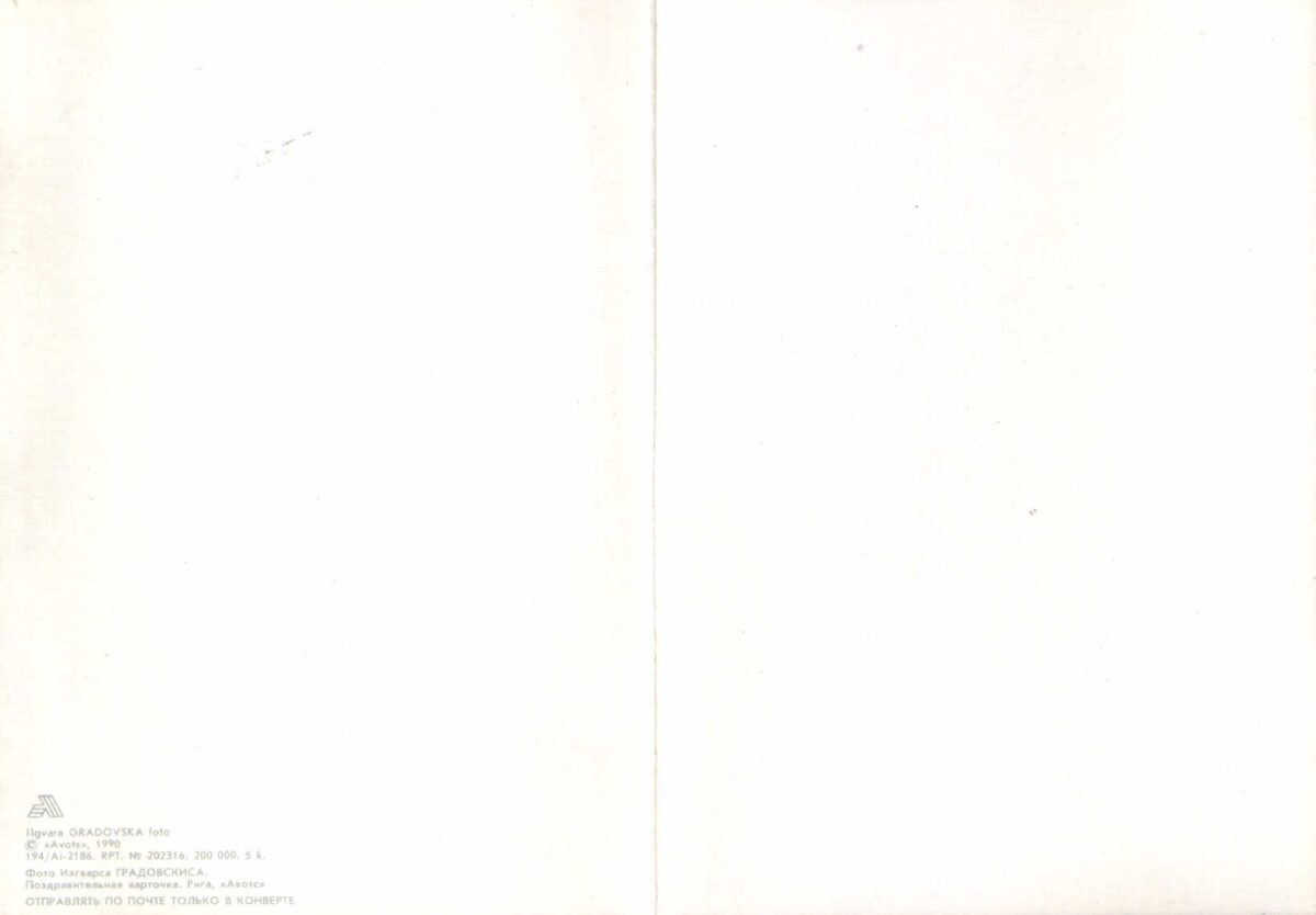Apsveikuma pastkarte 1990. gada "Jāņa nakts" 10,5x15 cm Avots 