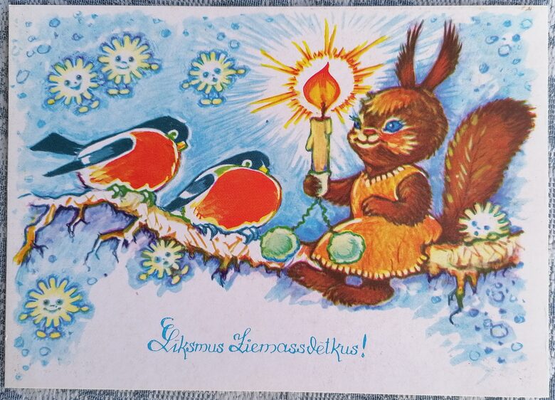 Vāvere ar sveci un diviem svilpēm 1990 Margarita Stāraste 15x10,5 cm    