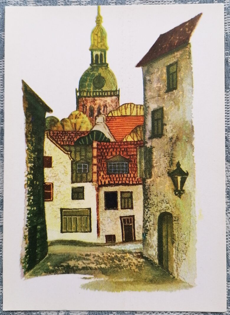 Riga Cathedral 1971 Mikhail Vanin 10x14 cm Latvian Art Postcard  