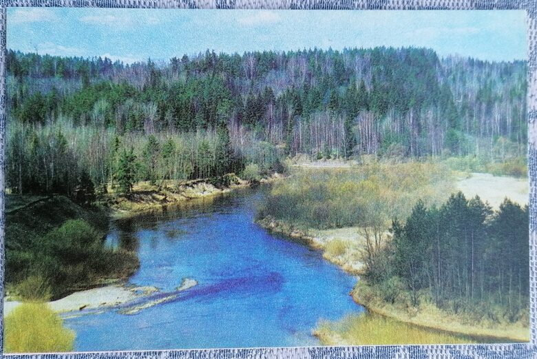 Gauja pie Līgatnes 1976 Gaujas Nacionālais parks 14x9 cm Latvijas pastkarte  