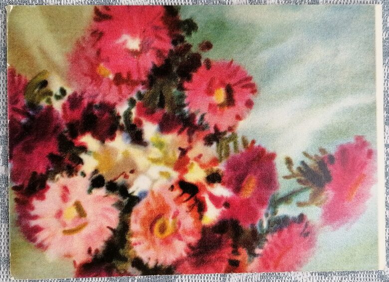 Asters 1962 Egons Cesnieks 15x10.5 cm art postcard Latvia  