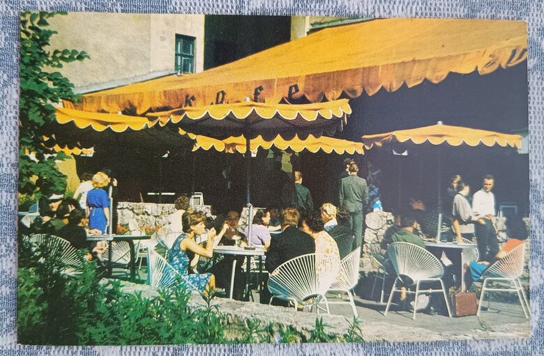 Summer Terrace of the Vecriga Café 1973 Riga 14x9 cm Latvian Postcard  