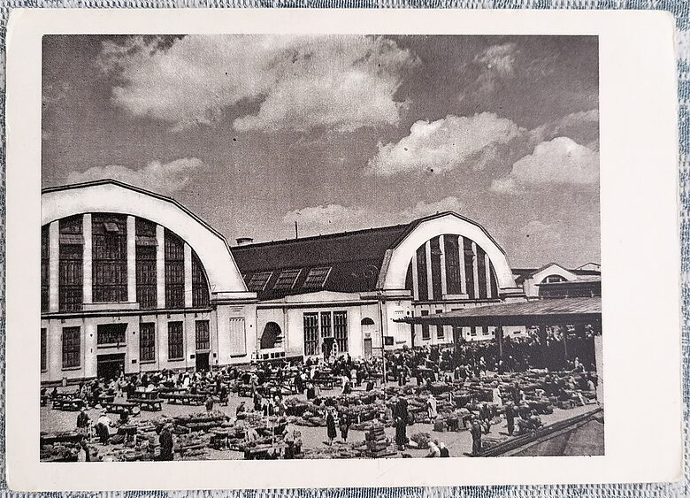 Central Collective Farm Market 1959 Riga Latvia 14.5 x 10.5 cm view postcard  