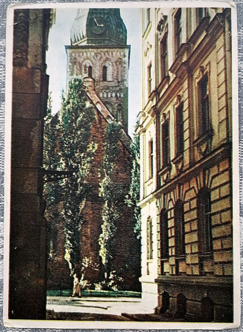 View from M. Trokshna street 1956 Latvia Old Riga 10.5x15 cm view postcard   