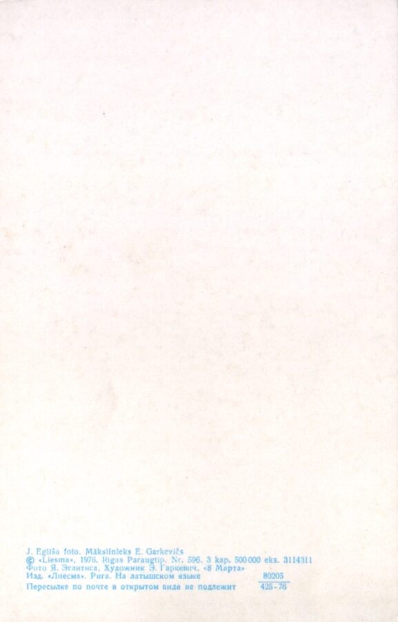 Поздравительная открытка «8 марта» Красные розы 1976 года «Liesma» 9x14 см 