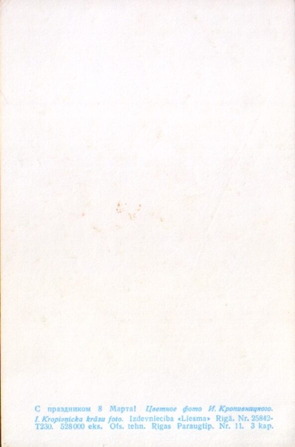 Поздравительная открытка «Поздравления с женский день» Гвоздика «Liesma» 9x14 см 