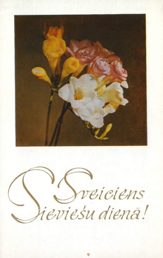 «8 марта» 1978 открытка СССР 9x14 см Фрезии «Liesma»  