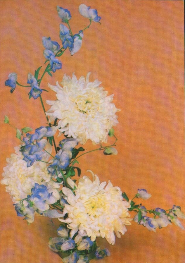 Apsveikuma pastkarte "Ziedi" Dālijas 1983. gada "Planeta" 10,5x15 cm