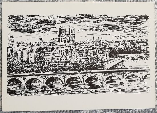 Tilta skats, Tēvs Gorno 1975 Daniils Darans 15x10,5 cm pastkarte PSRS  