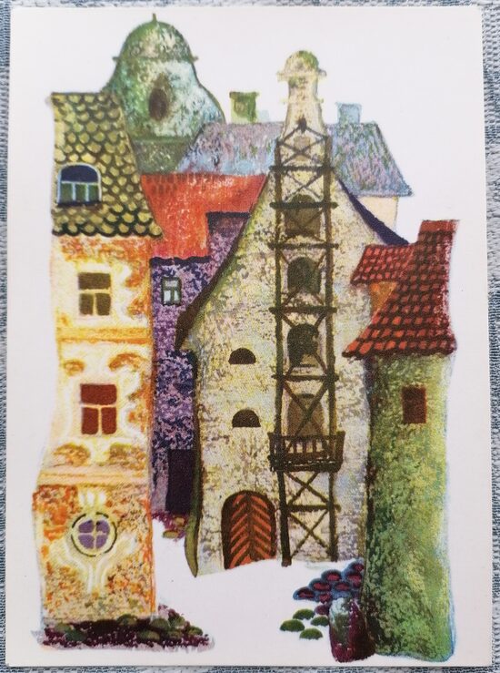 Vecrīga 1971 Mihails Vaņins 10x14 cm Latvijas mākslas pastkarte   