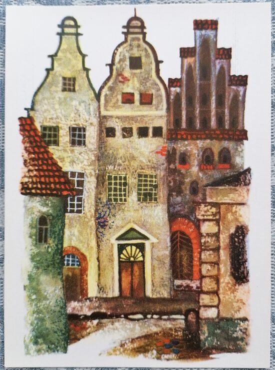 Trīs brāļi 1971 Mihails Vaņins 10x14 cm Latvijas mākslas pastkarte  