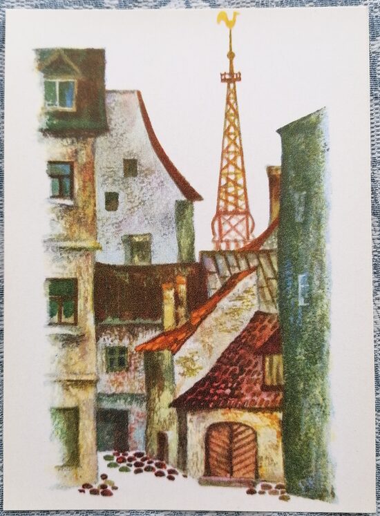 Vecrīga 1971 Mihails Vaņins 10x14 cm Latvijas mākslas pastkarte 