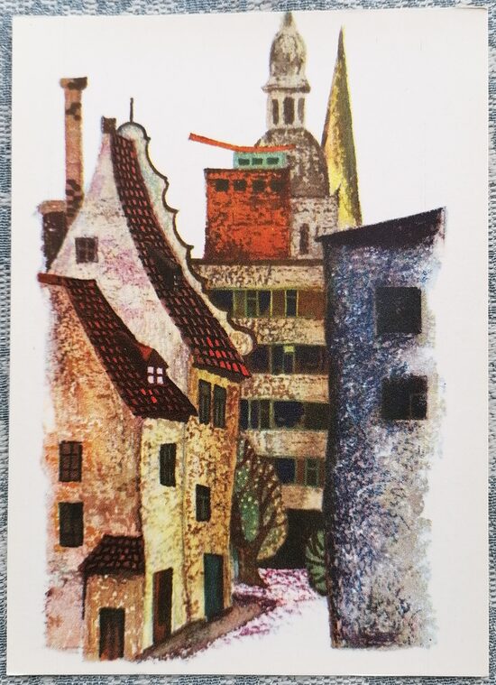 Rīgas Doms 1971 Mihails Vaņins 10 x 14 cm Latvijas mākslas pastkarte  