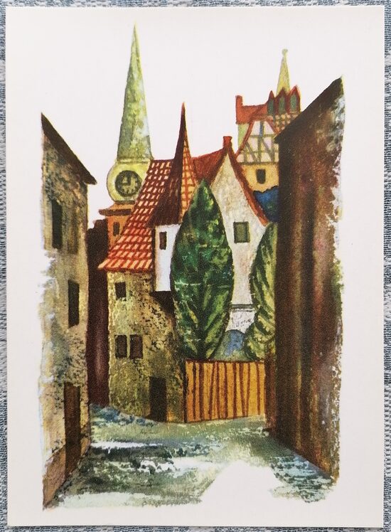 Vecrīga 1971 Mihails Vaņins 10x14 cm Latvijas mākslas pastkarte    