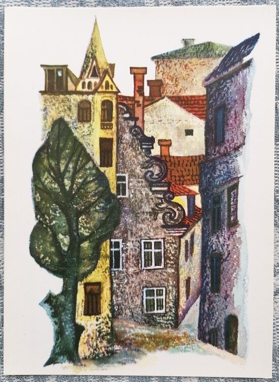 Vecrīga 1971 Mihails Vaņins 10x14 cm Latvijas mākslas pastkarte  