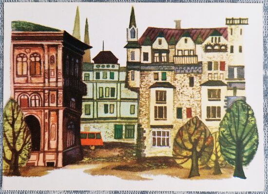 Vecrīga 1971 Mihails Vaņins 14x10 cm Latvijas mākslas pastkarte   