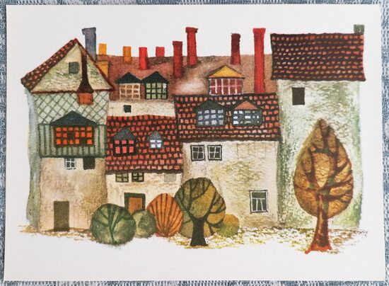 Vecrīga 1971 Mihails Vaņins 14x10 cm Latvijas mākslas pastkarte  