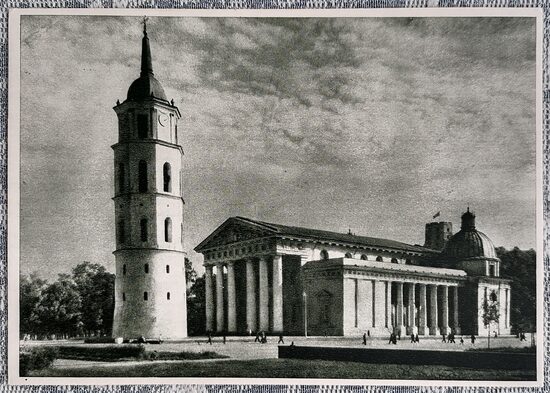 Viļņa Svētā Staņislava katedrāle 17. gs. 1957 Lietuvas arhitektūras pieminekļi 15x10,5 cm Lietuvas pastkarte  
