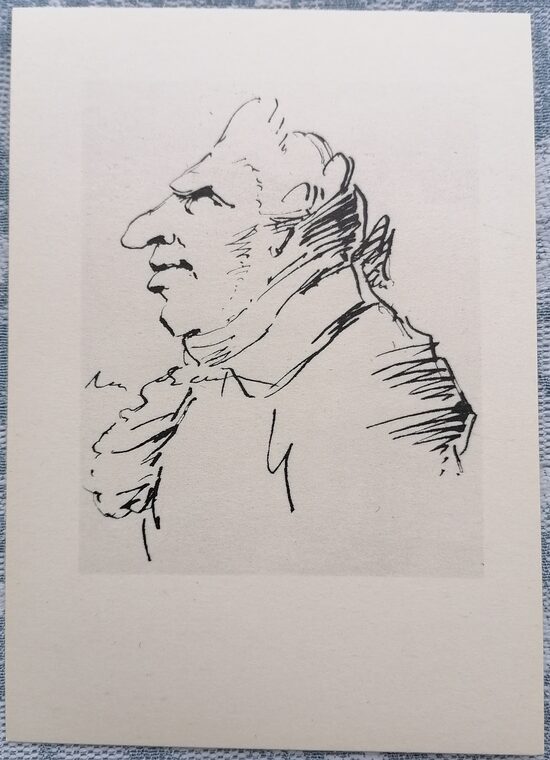 Nezināma vīrieša portrets 1961 Ivans Krilovs 10,5x15 cm pastkarte PSRS  