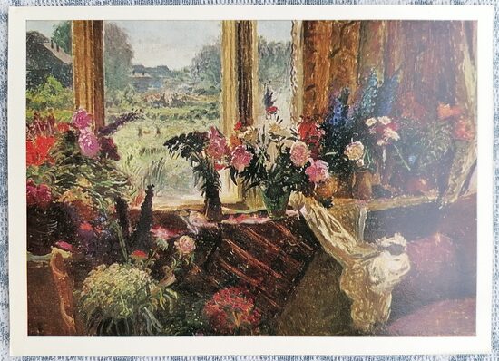 Ziedi 1971 Kīts Elmārs 15x10,5 cm mākslas pastkarte PSRS  