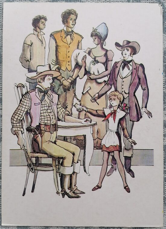 Pionieres meitenes, padomju propagandas upura, fantāzijas 1986 Biedru bērni 10,5x15 cm pastkarte PSRS  