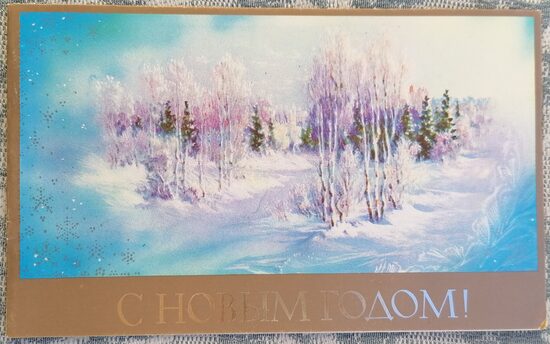 Зимний лес 1989 Новогодняя открытка СССР 15,5x9,5 см 