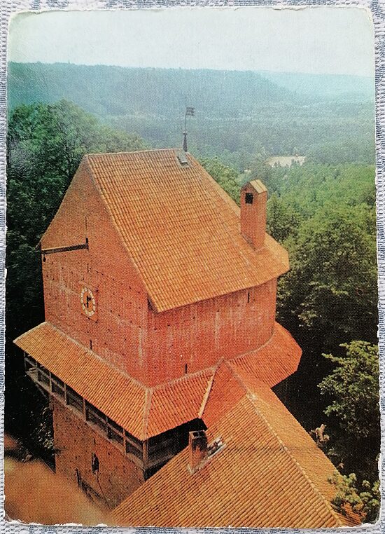 Вид с башни Турайдского замка в Сигулде 1977 Сигулда 10,5x15 см открытка Латвия  
