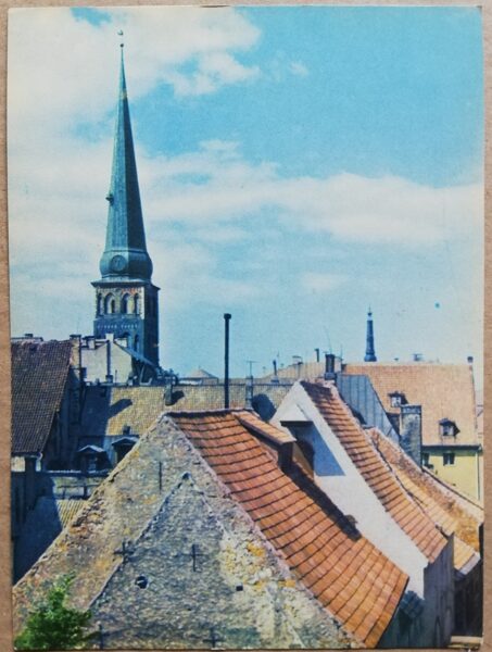 Латвия фото 1963 года. Рига. Крыши Старой Риги и башня церкви Екаба. 10,5x15 см.