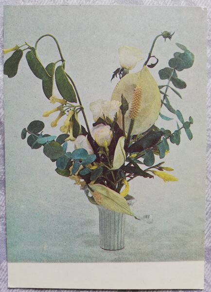 Greeting card "Photocomposition with calla lilies" 1987 "Flowers" 10.5x15 cm. Photo by G. German