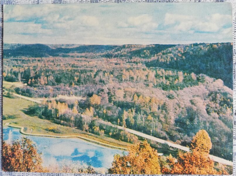 Sigulda 1963 View of the Gauja from the observation tower in Krimulda 14x10.5 cm