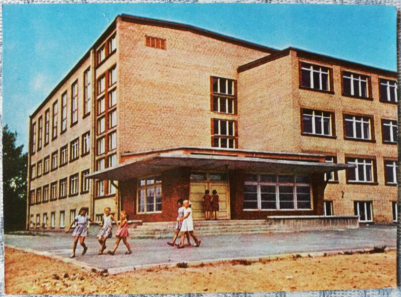 Daugavpils 1966 Secondary school №4 14x10 cm postcard