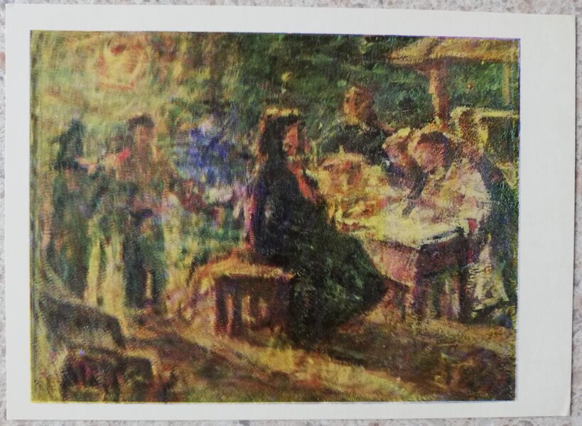 Vladas Eidukevičius 1968 Trīs eņģeļi pie Ābrahāma 14,5x10,5 mākslas pastkartes 