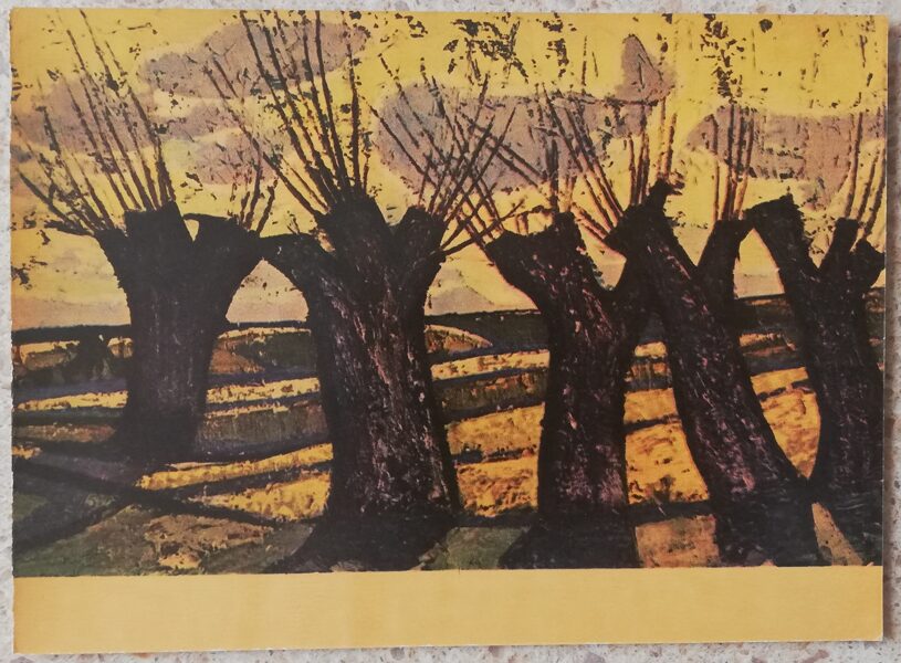Laimdots Mūrnieks 1967 Vītoli 14x10 cm mākslas pastkarte 