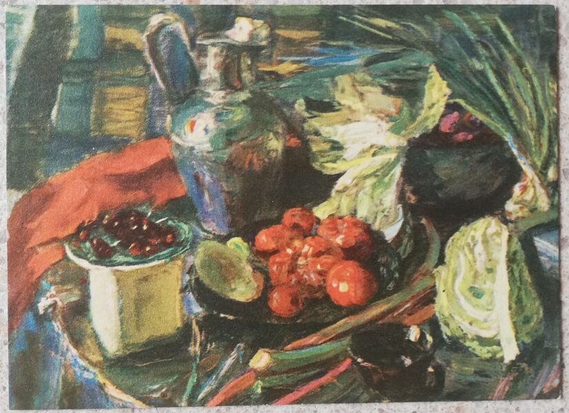 Nicholais Breaks 1968 Early Vegetables 14x10 cm art postcard still life 